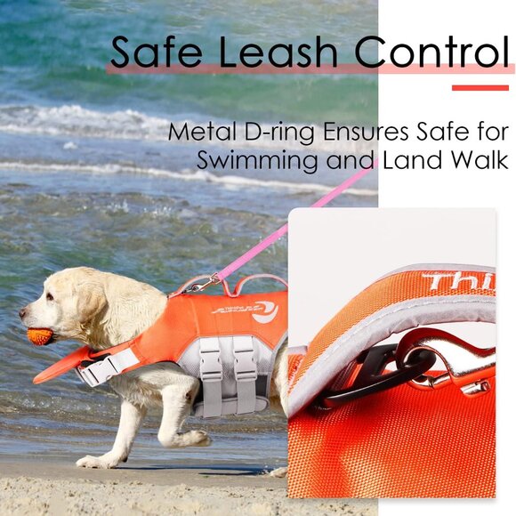ThinkPet Other - ThinkPet Dog Life Jacket, Reflective Lifesaver with Rescue Handle